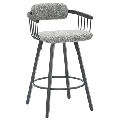Bar Stool Swivel Lang Hm9990.02 Black Metal Frame-grey Fabric 51,5x48,5x89,5hcm.