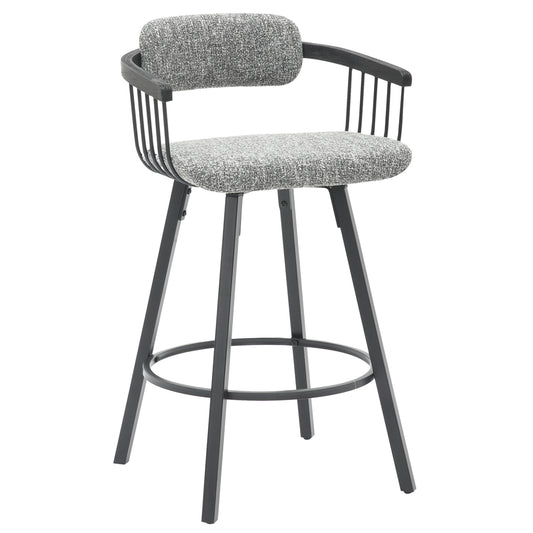 Bar Stool Swivel Lang Hm9990.02 Black Metal Frame-grey Fabric 51,5x48,5x89,5hcm.