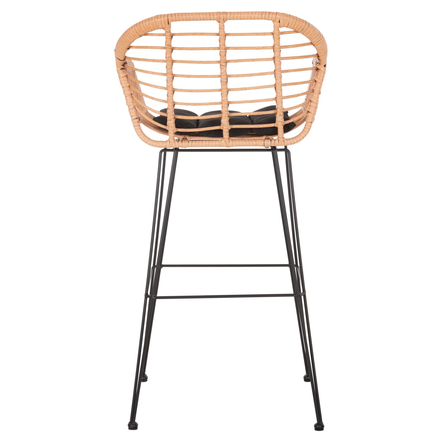 Bar Stool (high Seat) Allegra Hm5640.11 P.e.rattan In Beige-black Metal 54x55x108hcm.