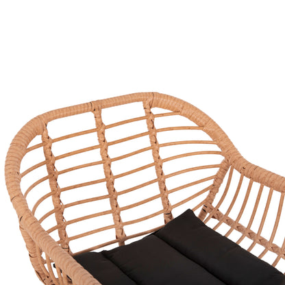 Bar Stool (high Seat) Allegra Hm5640.11 P.e.rattan In Beige-black Metal 54x55x108hcm.