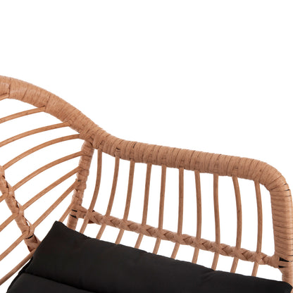Bar Stool (high Seat) Allegra Hm5640.11 P.e.rattan In Beige-black Metal 54x55x108hcm.