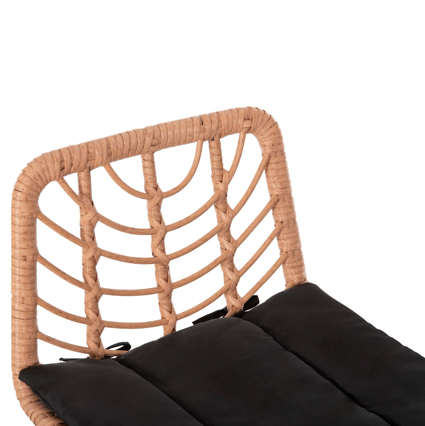 Bar Stool High Seat Gerald Hm5706.11 Metal&cushion In Black-wicker In Beige 49x50x101hcm.