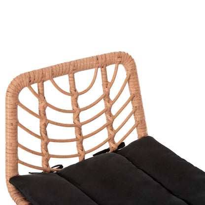 Bar Stool High Seat Gerald Hm5706.11 Metal&cushion In Black-wicker In Beige 49x50x101hcm.