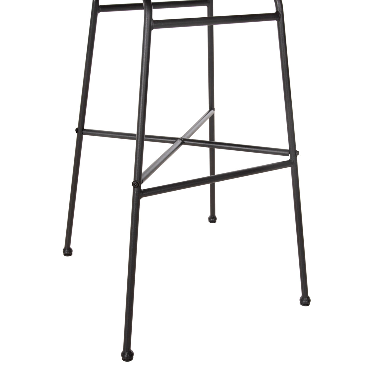 Bar Stool High Seat Gerald Hm5706.11 Metal&cushion In Black-wicker In Beige 49x50x101hcm.
