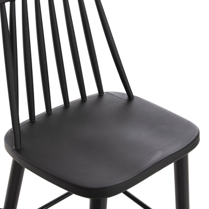 Bar Stool High Seat Vanessa Hm8459.12 Black Pp & Black Metal Legs 47x48,5x107hcm.