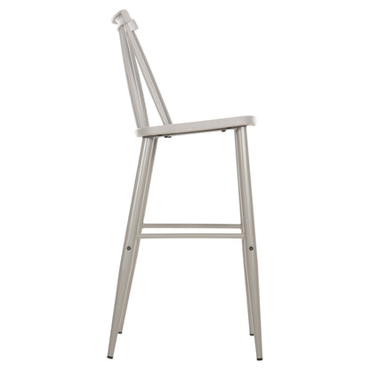 Bar Stool High Seat Vanessa Hm8459.20 Grey Pp & Grey Metal Legs 47x48,5x107hcm.