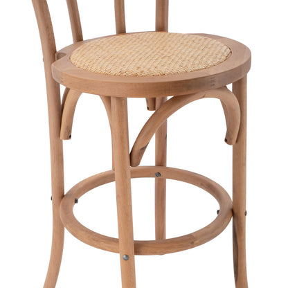 Wooden Stool Bar Montreal- Beech Wood Dark Honey With Mat 41x47x108 Hm8749.05