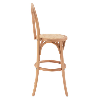 Wooden Bar Stool Montreal- Beech Wood In Natural Color With Mat 41x47x108 Hm8749.01