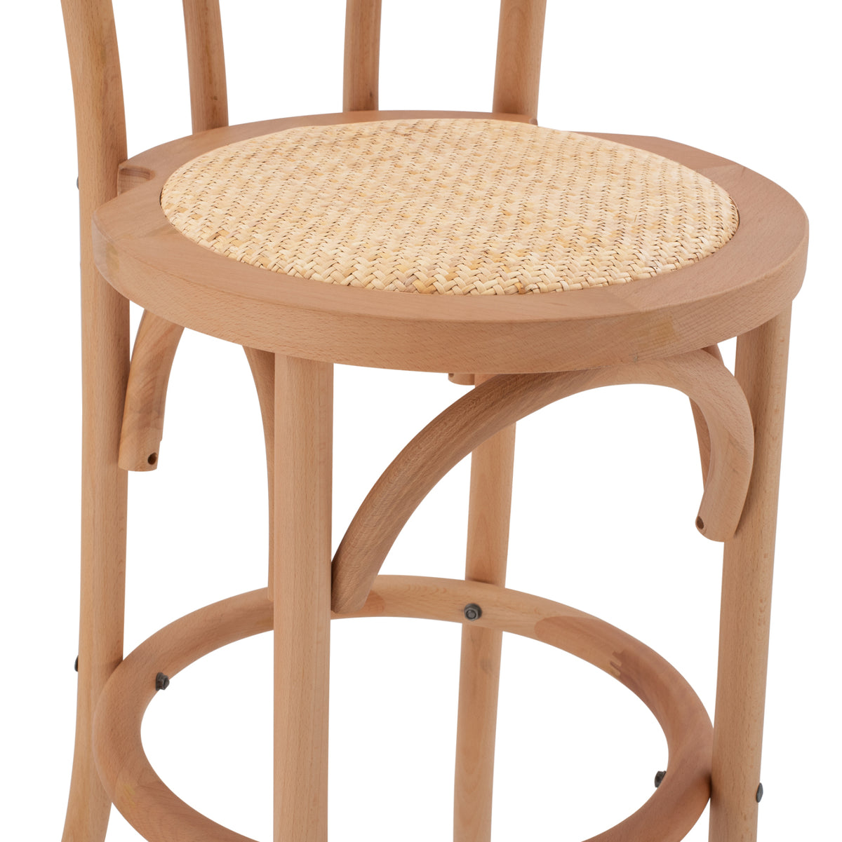 Wooden Bar Stool Montreal- Beech Wood In Natural Color With Mat 41x47x108 Hm8749.01