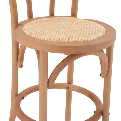 Wooden Bar Stool Montreal- Beech Wood In Natural Color With Mat 41x47x108 Hm8749.01