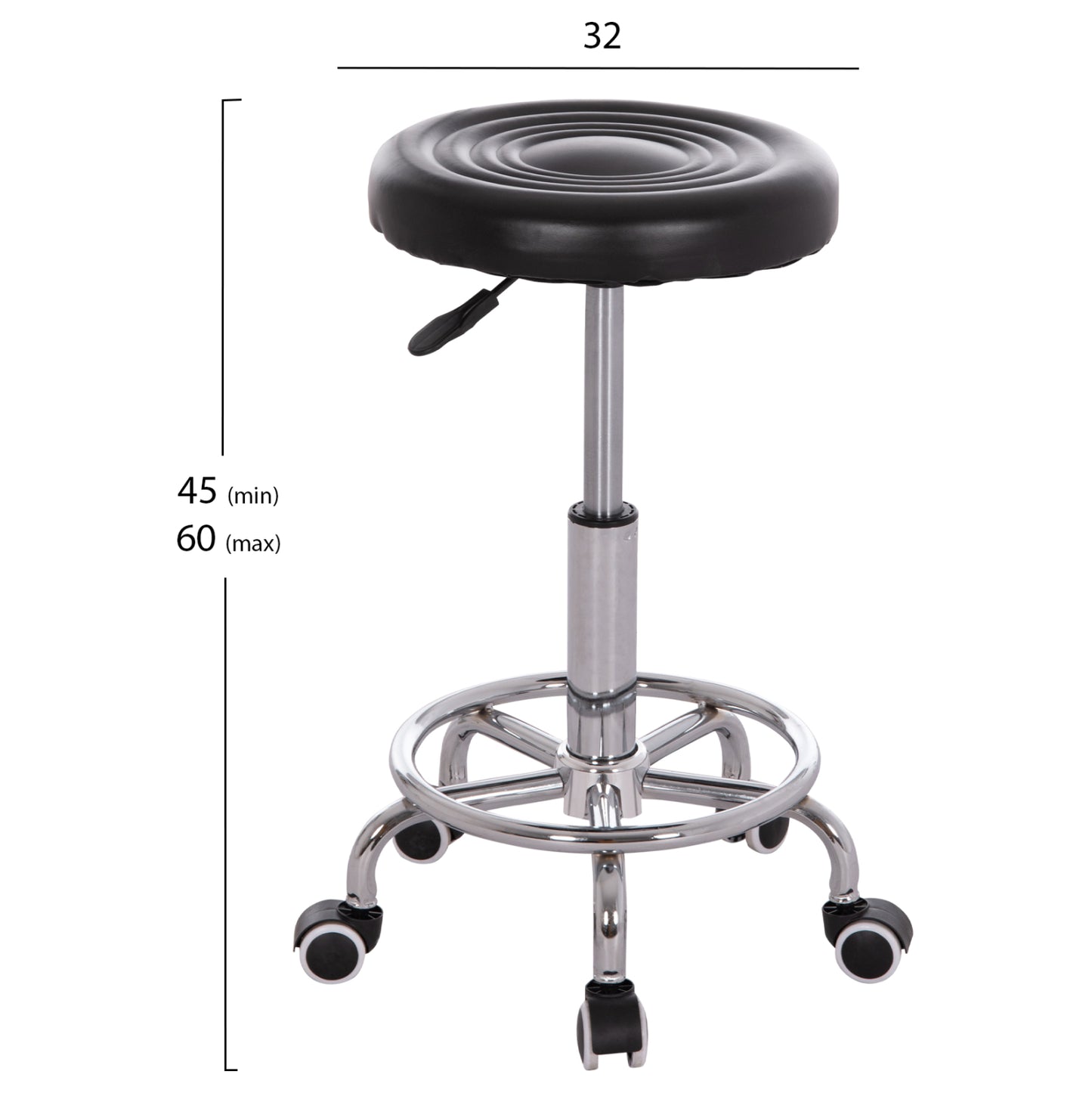 Office Designer's Swivel Stool Iris Hm212.21 Black Pu Φ32x45-60hcm.