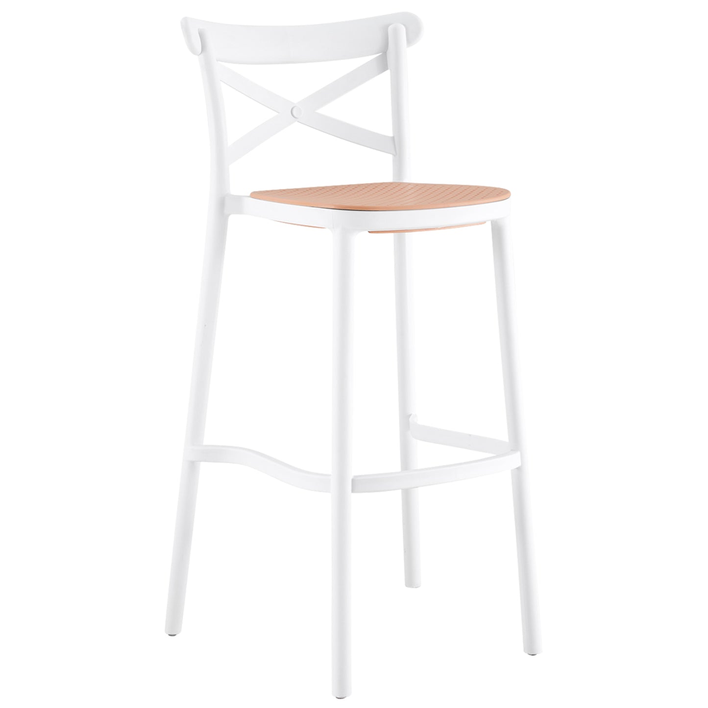 Bar Stool Conn Hm5933.01 Polypropylene With Backrest White And Beige Seat 41x49x102hcm.