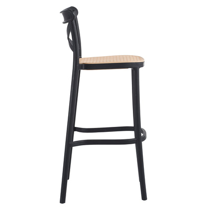 Bar Stool Conn Hm5933.02 Polypropylene With Backrest Black And Beige Seat 41x49x102hcm.