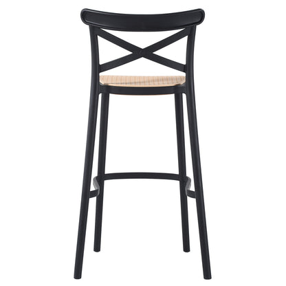 Bar Stool Conn Hm5933.02 Polypropylene With Backrest Black And Beige Seat 41x49x102hcm.