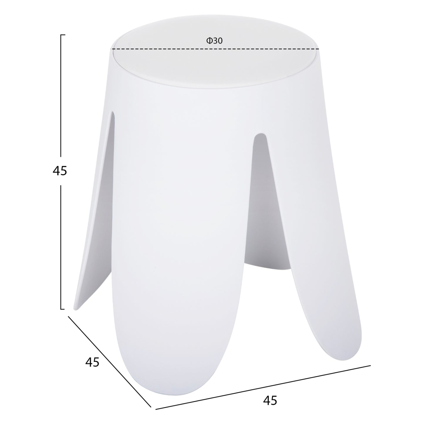 Stool Denty Hm9619.01 Polypropylene In White-pu Seat In White Φ30x45hcm.