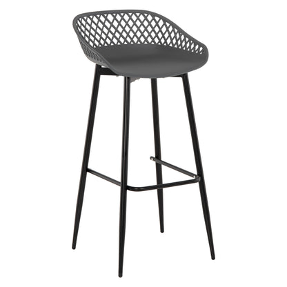 Bar Stool Avaya Hm8686.20 Grey Polypropylene-black Metal Legs 46x48x99hcm.