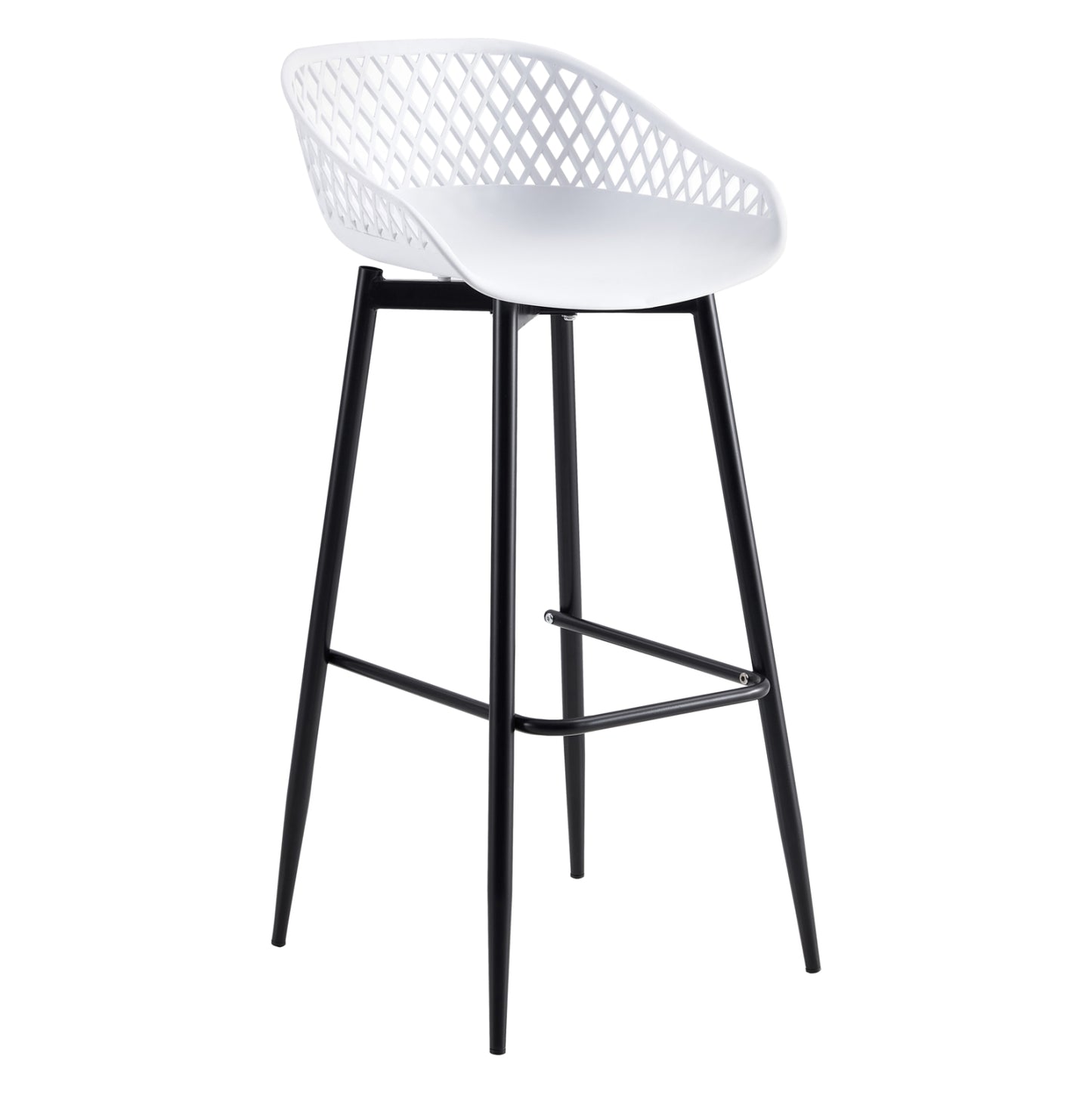 Bar Stool Hm8686.11 White Polypropylene And Black Metal Legs 45x45x97hcm.