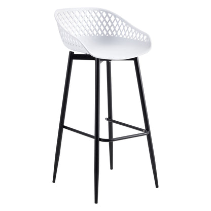 Bar Stool Hm8686.11 White Polypropylene And Black Metal Legs 45x45x97hcm.