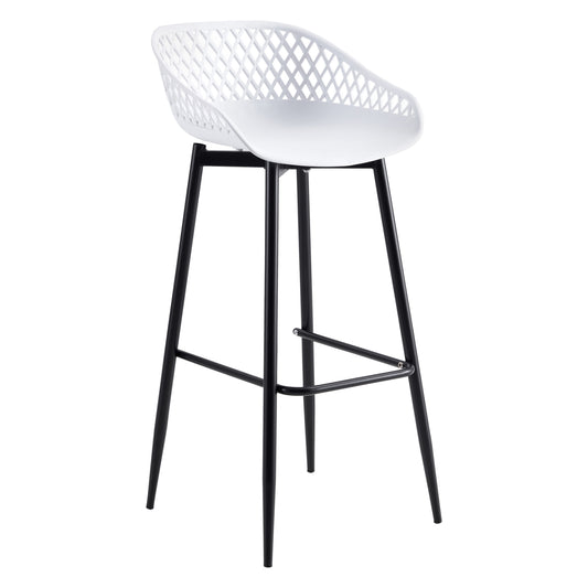 Bar Stool Hm8686.11 White Polypropylene And Black Metal Legs 45x45x97hcm.