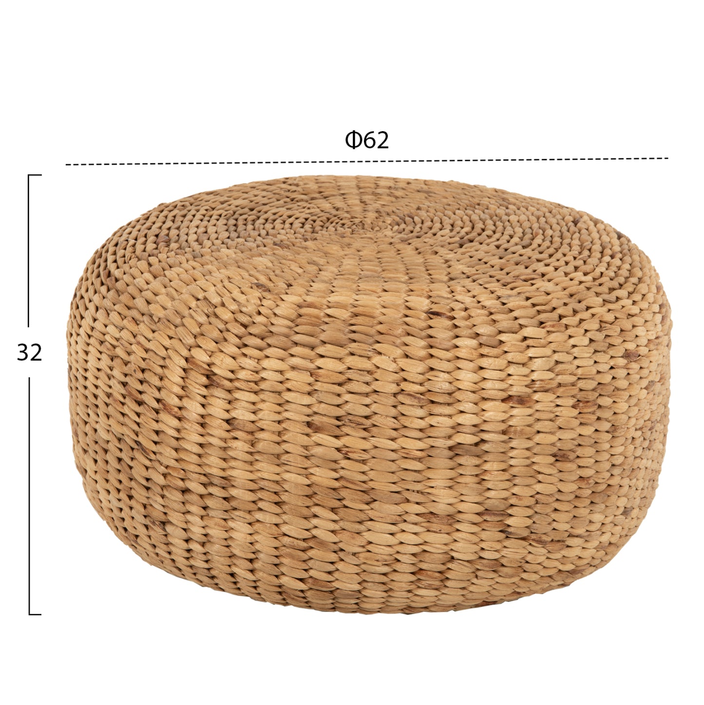 Stool-pouf Aroni Hm7829 Made Of Hydrohyacinth In Natural Color Φ62x32hcm.