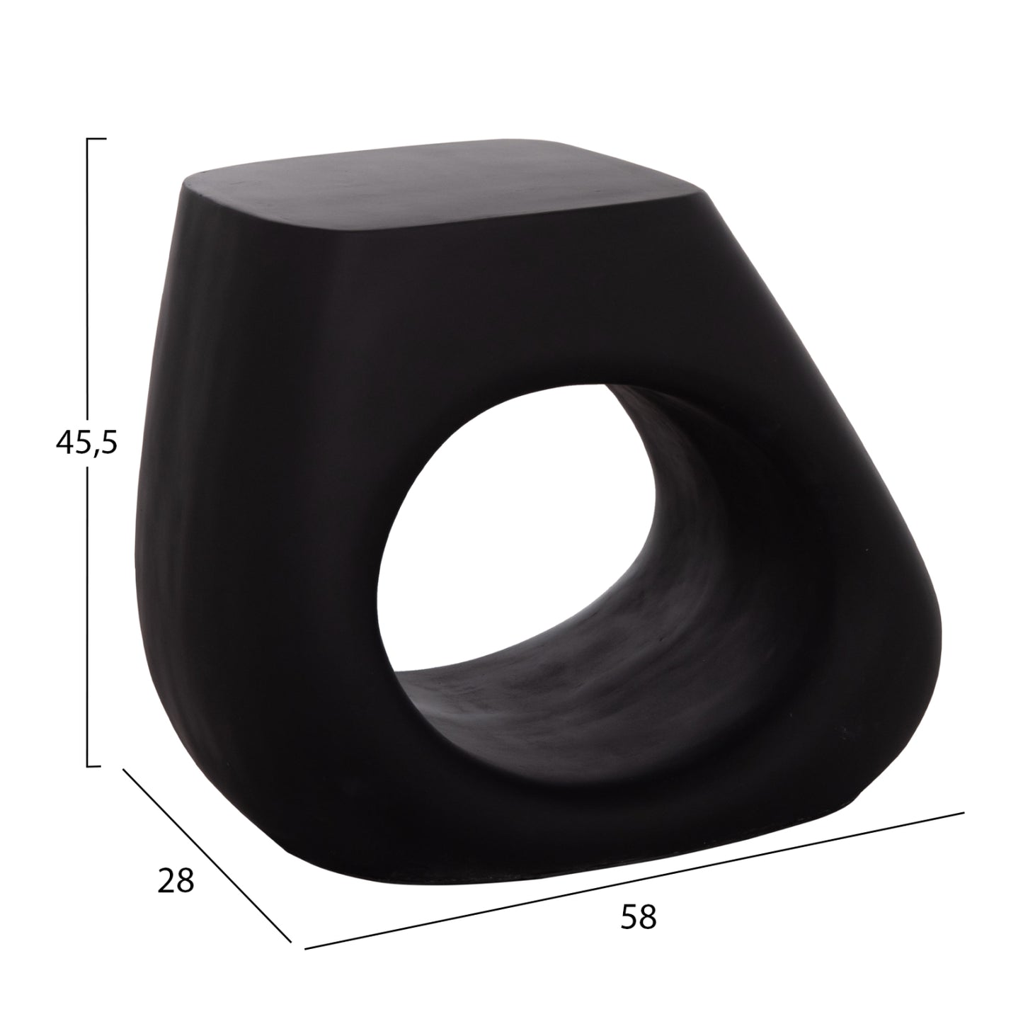 Stool Lans Hm4691.01 Fiber Cement In Black--58x28x45.5hcm.