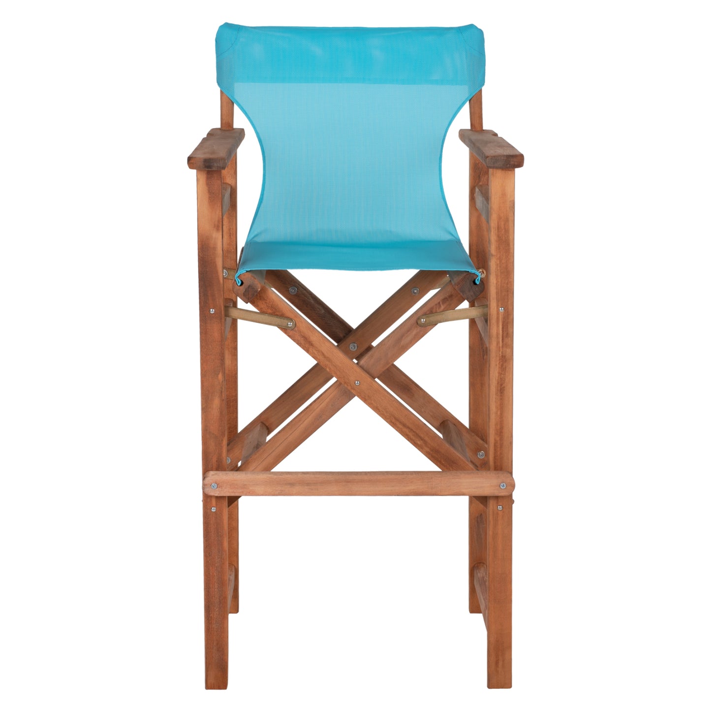 Director's Bar Stool In Walnut With Sky-blue Textilene Hm10374.08 58x58x118hcm.