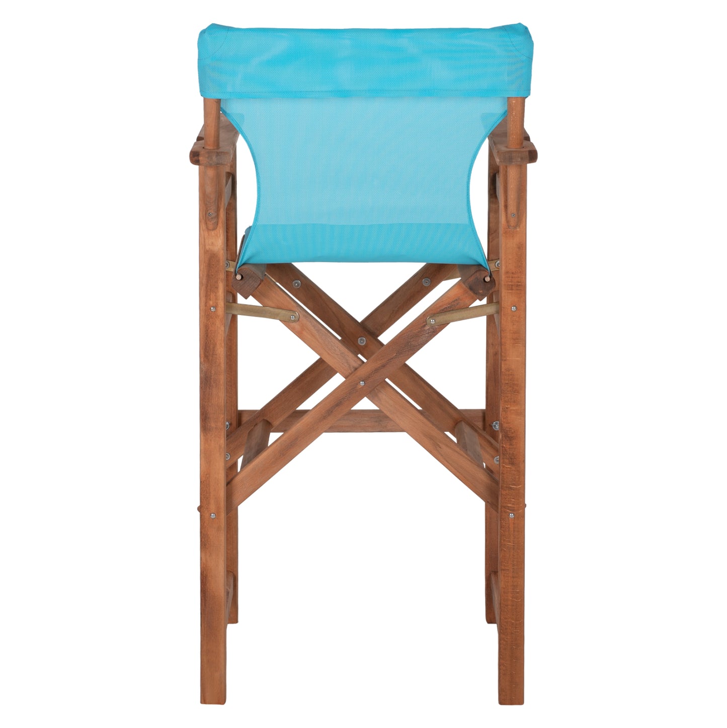 Director's Bar Stool In Walnut With Sky-blue Textilene Hm10374.08 58x58x118hcm.