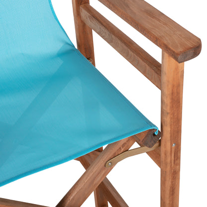 Director's Bar Stool In Walnut With Sky-blue Textilene Hm10374.08 58x58x118hcm.