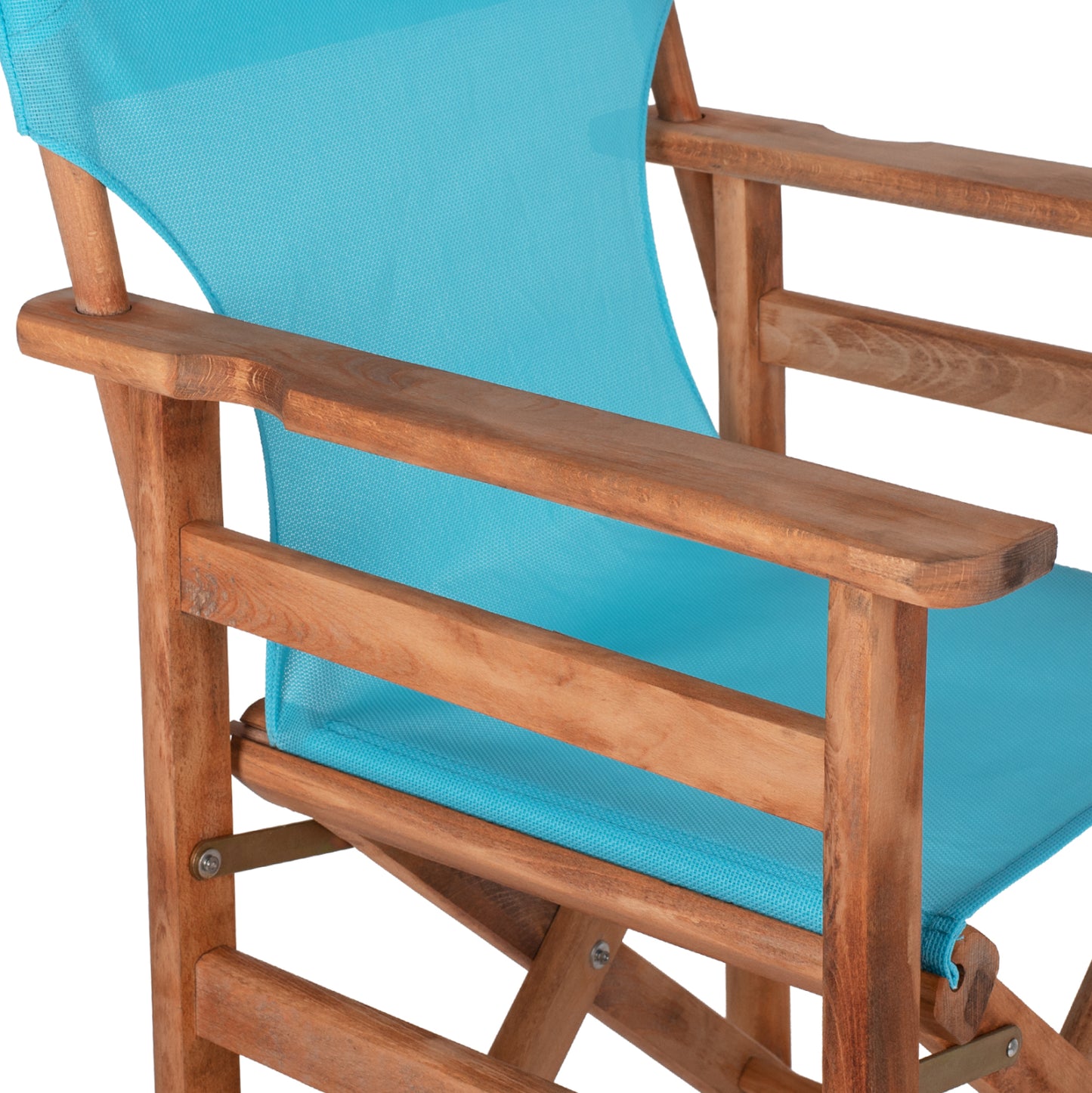 Director's Bar Stool In Walnut With Sky-blue Textilene Hm10374.08 58x58x118hcm.