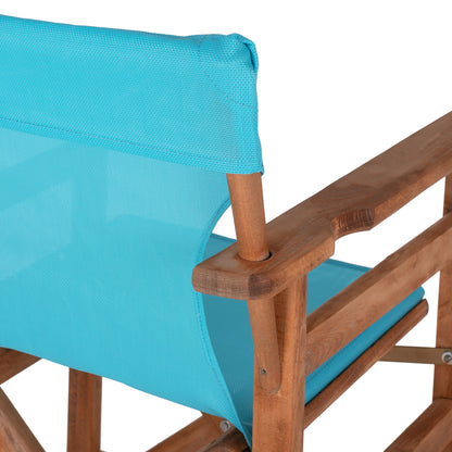 Director's Bar Stool In Walnut With Sky-blue Textilene Hm10374.08 58x58x118hcm.