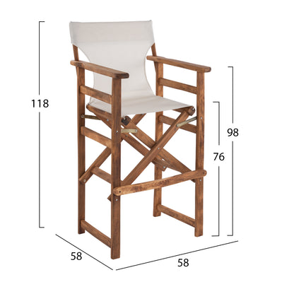Stool Bar Director's Walnut With Pillow Pvc Cream Hm10374