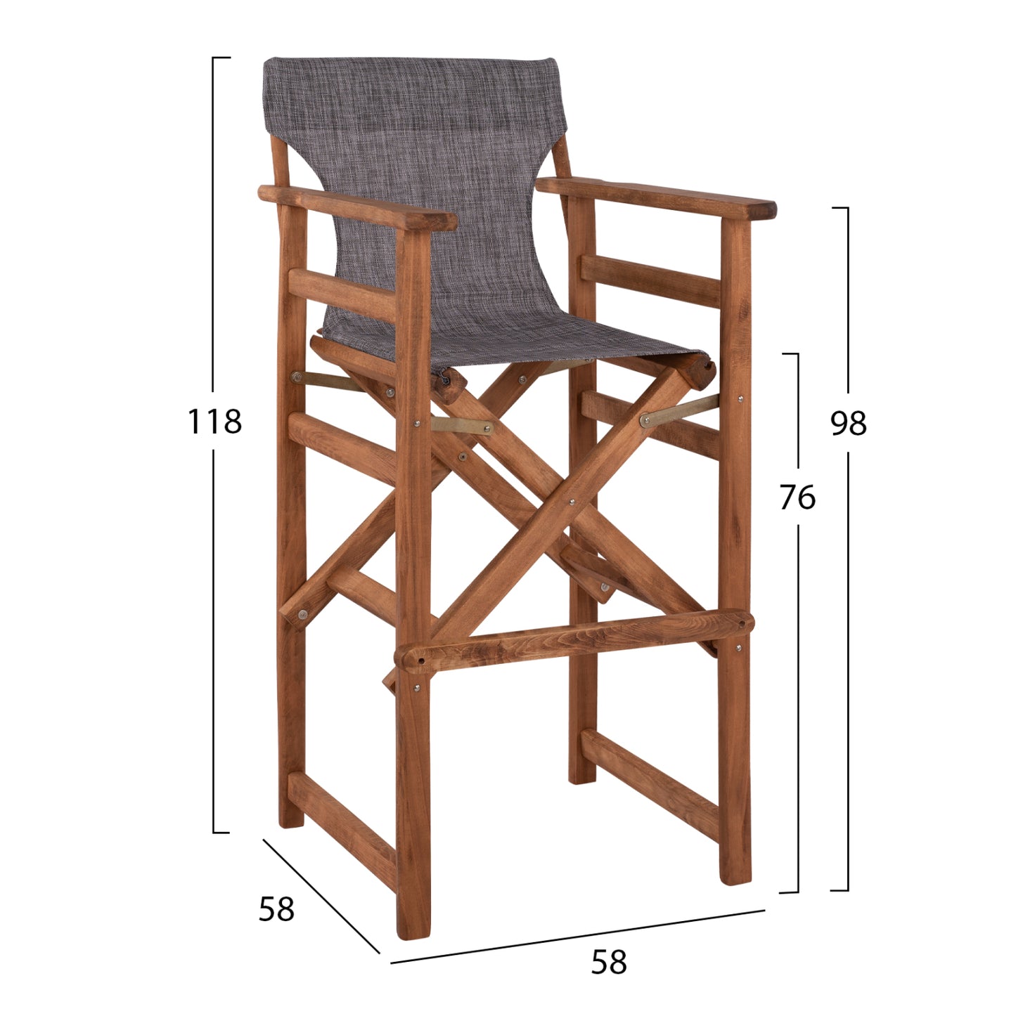 Stool Bar Director's Walnut With Pillow Pvc Grey Hm10374.10