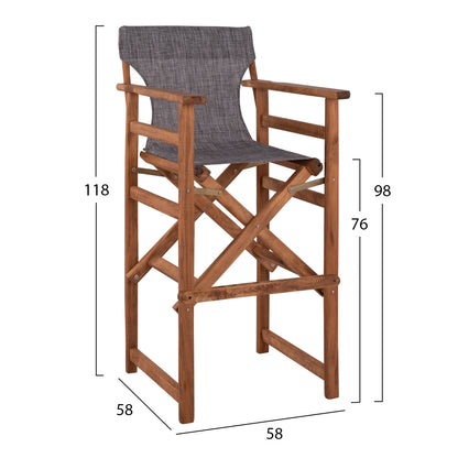 Stool Bar Director's Walnut With Pillow Pvc Grey Hm10374.10