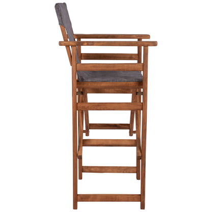 Stool Bar Director's Walnut With Pillow Pvc Grey Hm10374.10