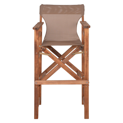 Director's Bar Stool Limnos In Walnut Color With Textilene In Mocha Hm10374.04 58x58x118hcm.