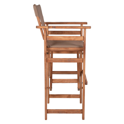 Director's Bar Stool Limnos In Walnut Color With Textilene In Mocha Hm10374.04 58x58x118hcm.