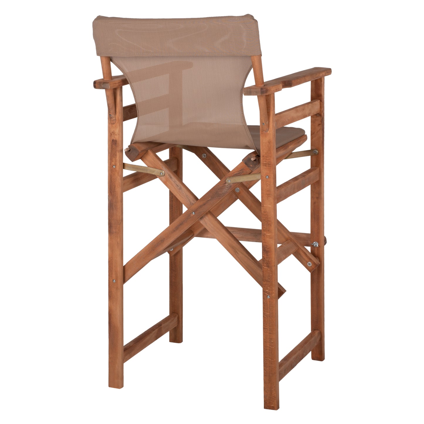 Director's Bar Stool Limnos In Walnut Color With Textilene In Mocha Hm10374.04 58x58x118hcm.