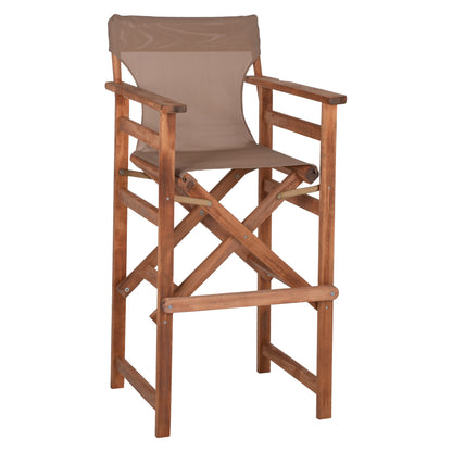 Director's Bar Stool Limnos In Walnut Color With Textilene In Mocha Hm10374.04 58x58x118hcm.