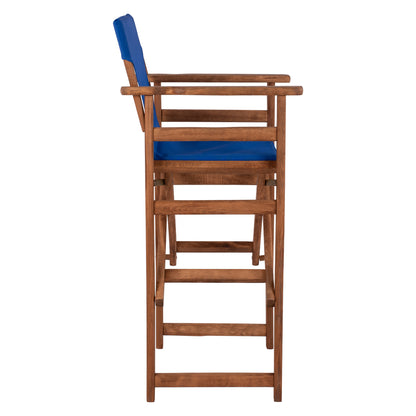 Stool Bar Director's Walnut With Pillow Pvc Blue Hm10374.01