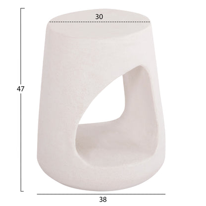 Round Stool Series Santorini Hm18056 Polyresin In Off-white Color Φ38x46hcm.