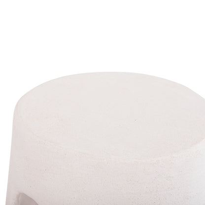 Round Stool Series Santorini Hm18056 Polyresin In Off-white Color Φ38x46hcm.