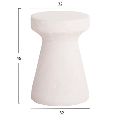 Round Stool Series Santorini Hm18057 Polyresin In Off-white Color Φ32x46hcm.