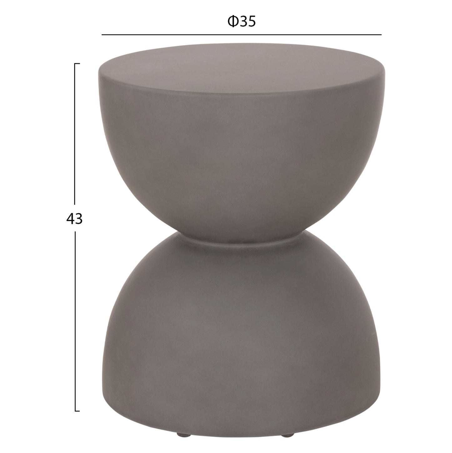 Round Stool Zini Hm6580.01 Fiber Cement In Grey Φ35x43hcm.