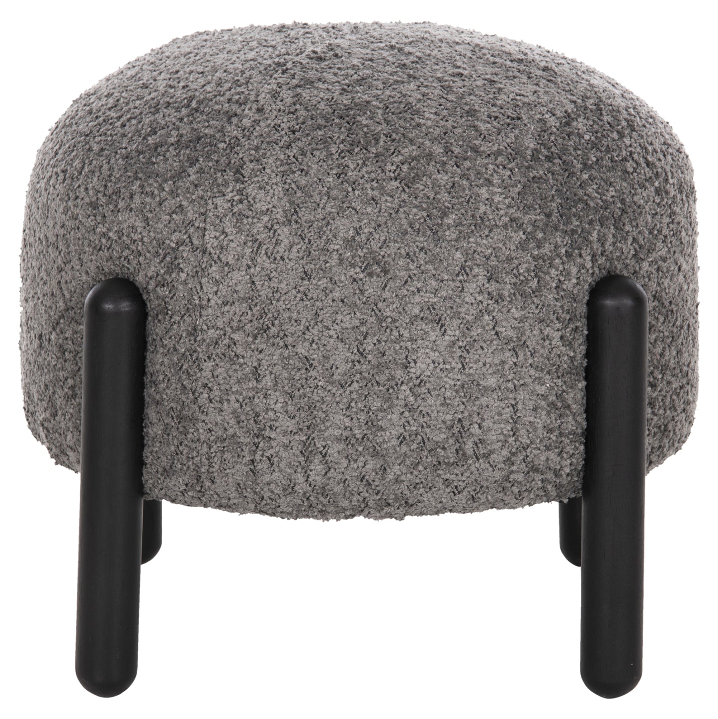Stool Round Ewan Hm9596.01 Grey Boucle Fabric-black Metal Legs Φ45x36hcm.