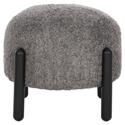 Stool Round Ewan Hm9596.01 Grey Boucle Fabric-black Metal Legs Φ45x36hcm.