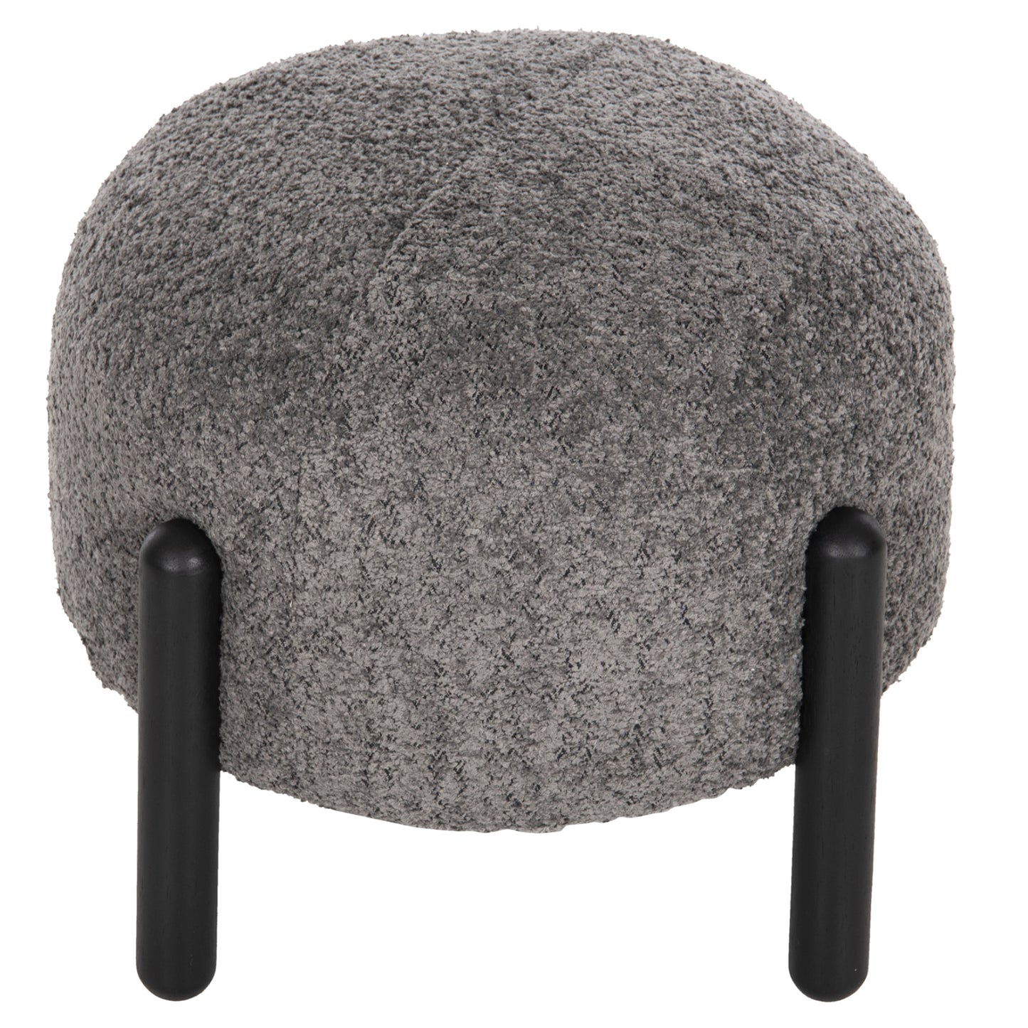 Stool Round Ewan Hm9596.01 Grey Boucle Fabric-black Metal Legs Φ45x36hcm.
