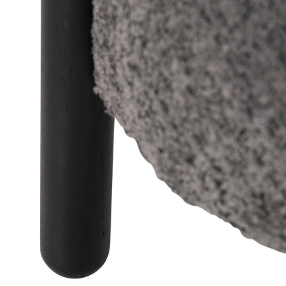 Stool Round Ewan Hm9596.01 Grey Boucle Fabric-black Metal Legs Φ45x36hcm.