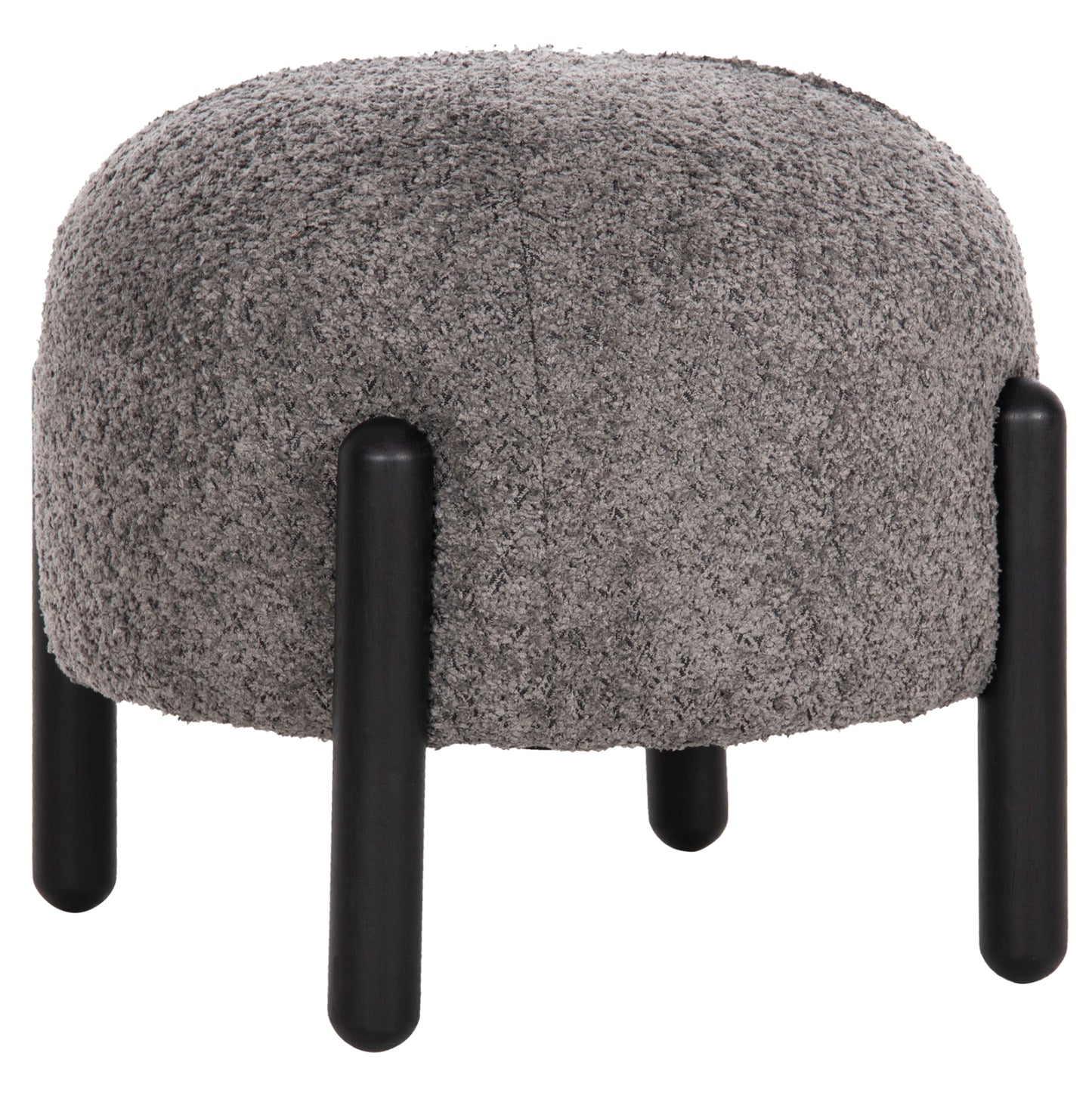 Stool Round Ewan Hm9596.01 Grey Boucle Fabric-black Metal Legs Φ45x36hcm.