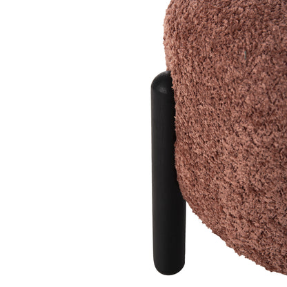 Stool Round Ewan Hm9596.02 Pink Boucle Fabric-black Metal Legs Φ45x36hcm.