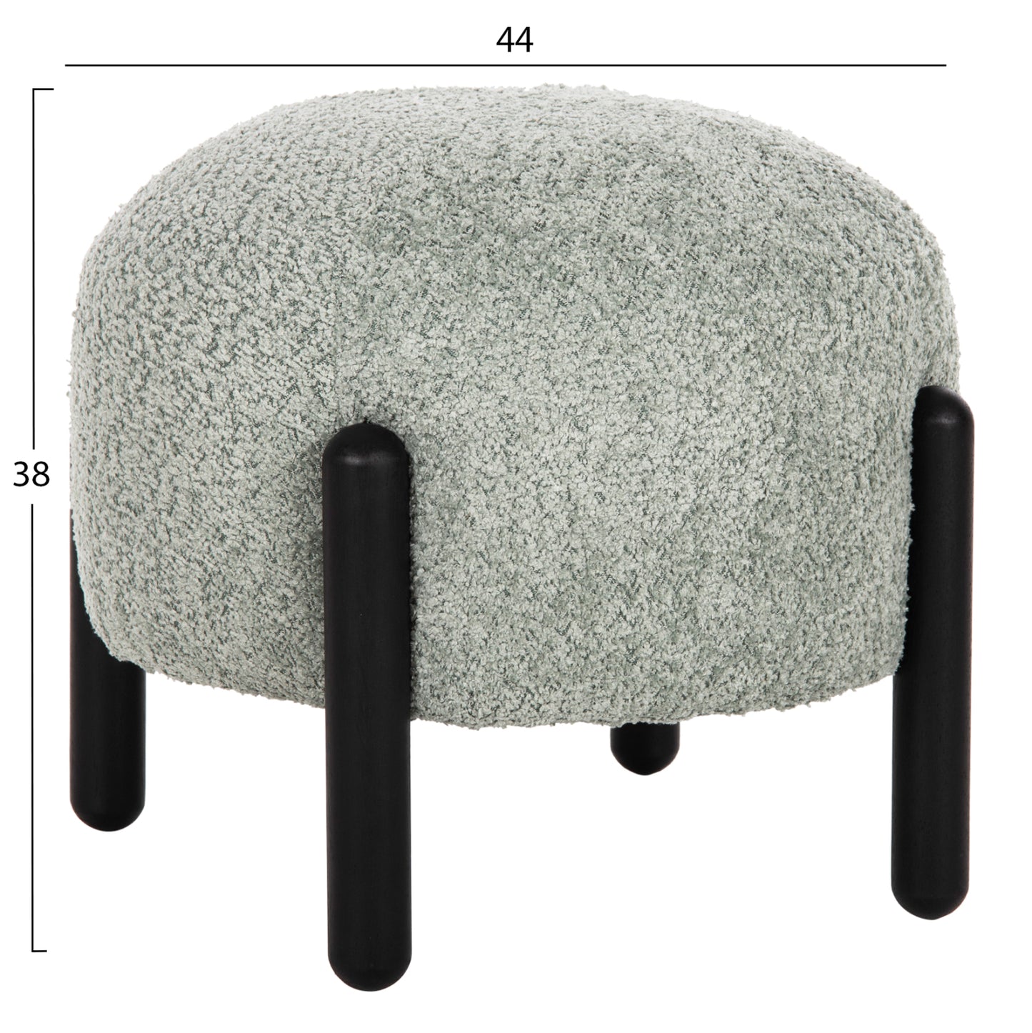 Stool Round Ewan Hm9596.05 Pistachio Green Boucle Fabric-black Metal Legs Φ45x36hcm.